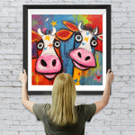 Zwei Cartoon-Kühe Diamond Painting