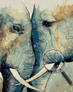Zwei erschrockene Elefanten Diamond Painting