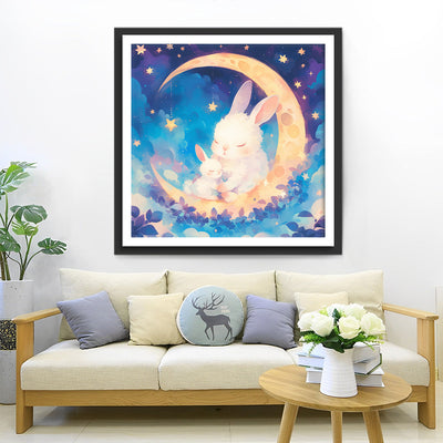 Zwei Kaninchen auf dem Mond Diamond Painting