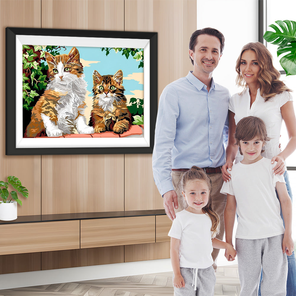 Zwei Katzen auf dem Dachvorsprung Diamond Painting