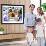 Zwei Katzen und blaue Hortensien Diamond Painting