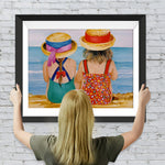 Zwei kleine Mädchen am Strand Diamond Painting