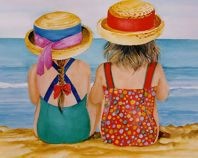 Zwei kleine Mädchen am Strand Diamond Painting