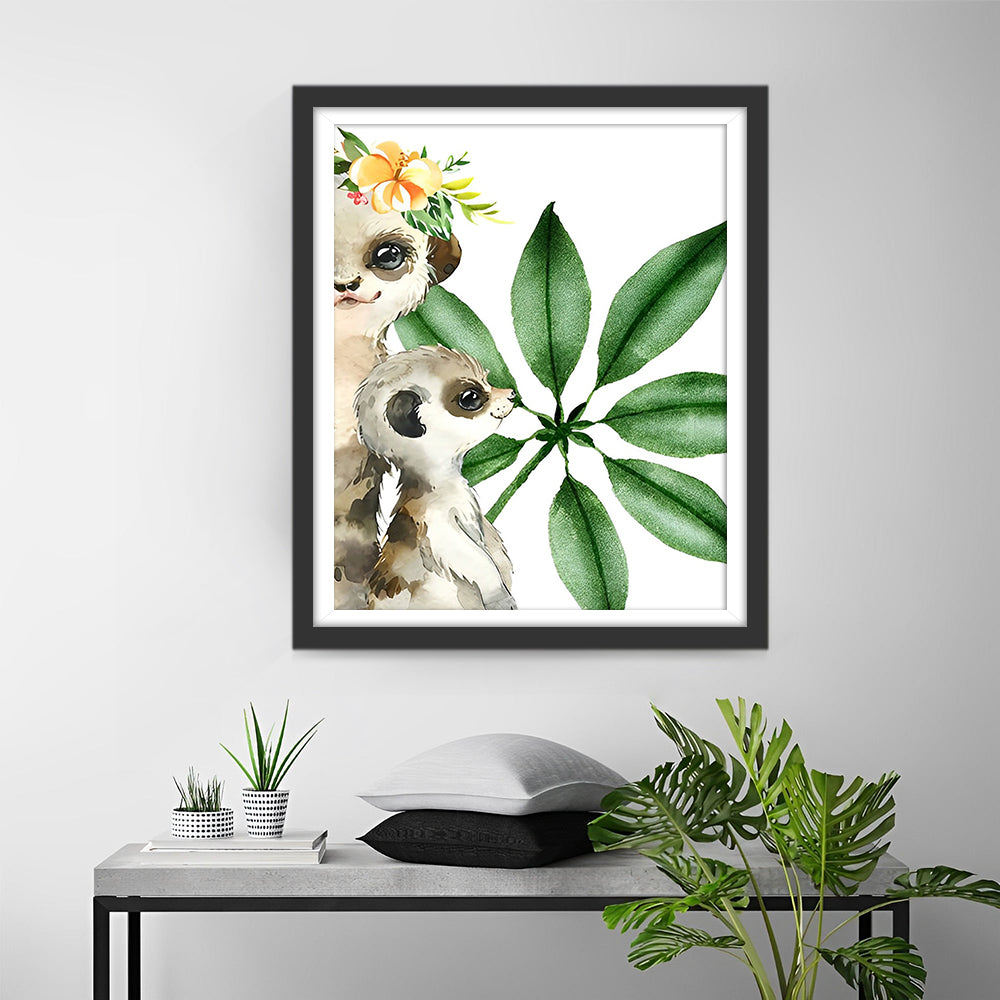 Zwei niedliche Erdmännchen Diamond Painting