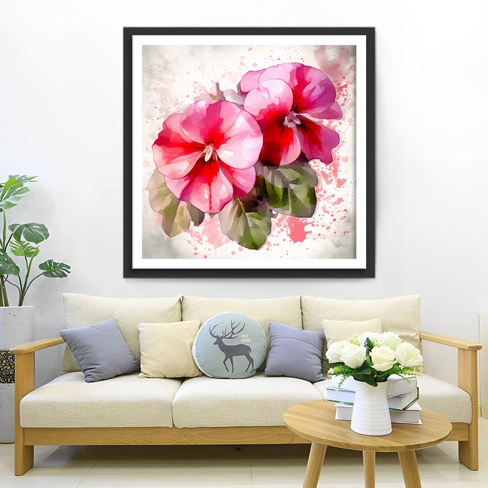 Zwei rosa Blumen Diamond Painting