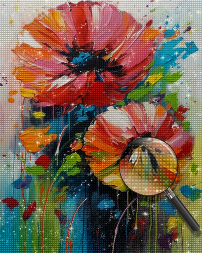 Zwei rote Mohnblumen Diamond Painting