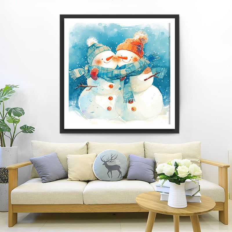 Zwei Schneemänner zu Weihnachten Diamond Painting