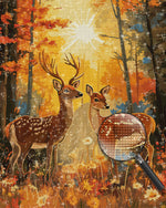 Zwei Sikahirsche im Herbstwald Diamond Painting