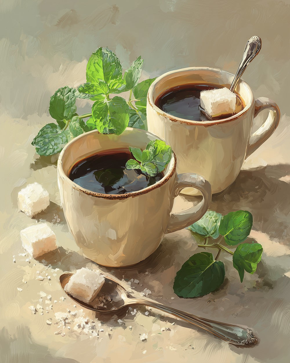 Zwei Tassen Minzekaffee Diamond Painting