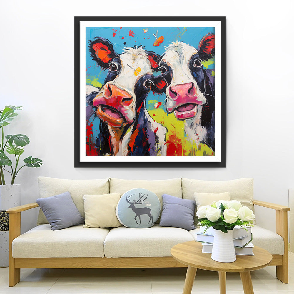 Zwei überraschte Kühe Diamond Painting