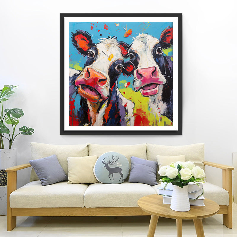 Zwei überraschte Kühe Diamond Painting