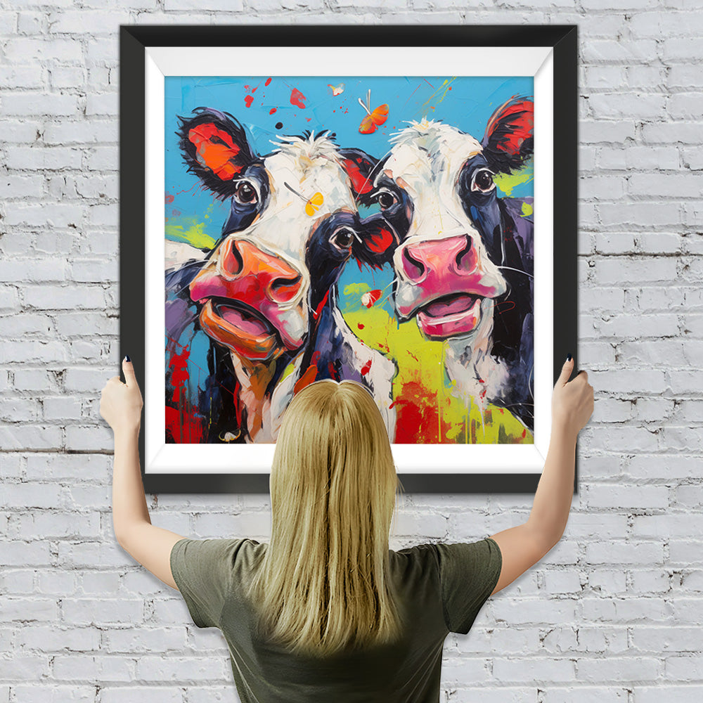 Zwei überraschte Kühe Diamond Painting