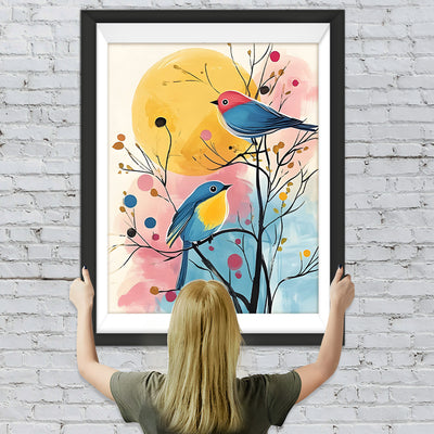 Zwei Vögel auf einem Ast Diamond Painting