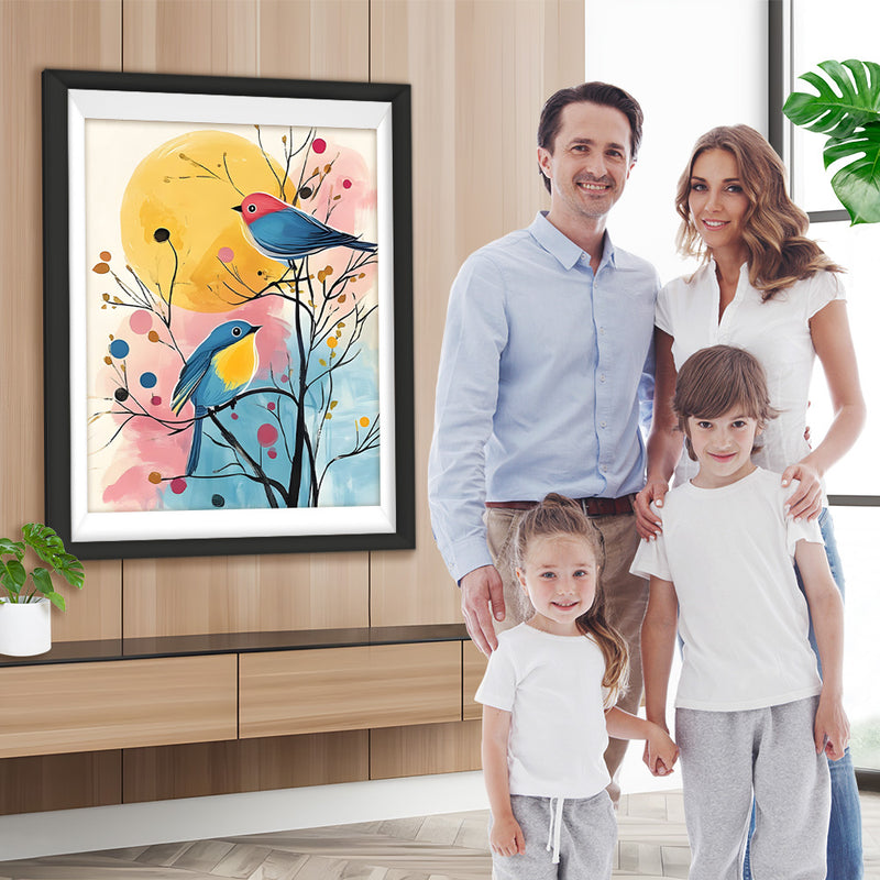Zwei Vögel auf einem Ast Diamond Painting