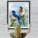 Zwei Vögel auf einem Blumenzweig Diamond Painting