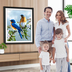 Zwei Vögel auf einem Blumenzweig Diamond Painting