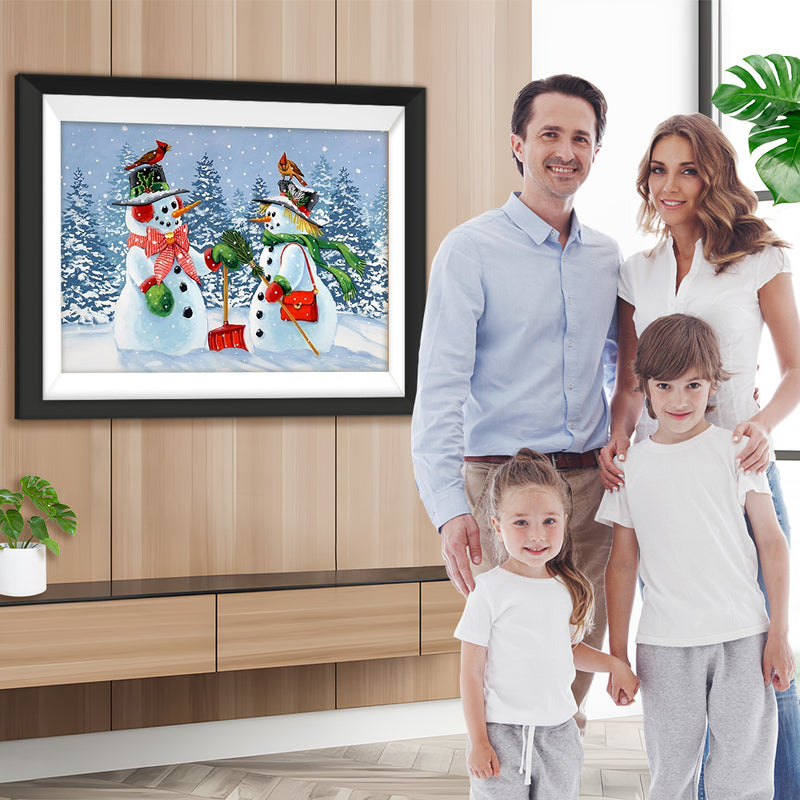 Zwei Weihnachtsschneemänner Diamond Painting