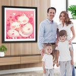 Zwei Weiße Katzen auf Rosa Hintergrund Diamond Painting