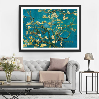 Orchideen an der blauen Wand Diamond Painting