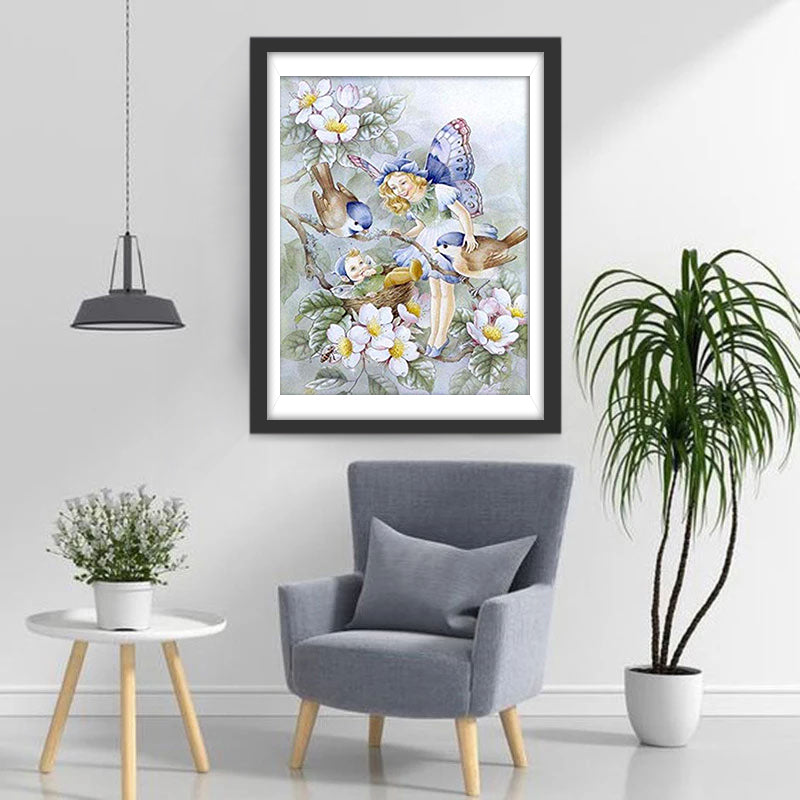 Schmetterlingsfee und Blumen Diamond Painting