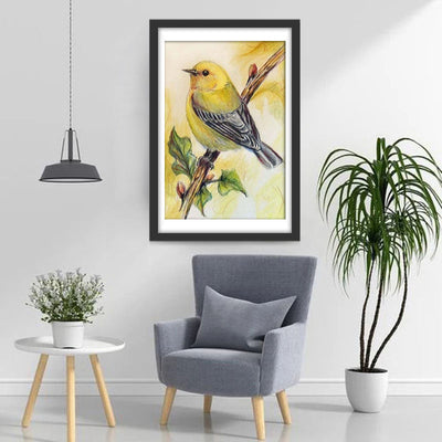 Gelber Vogel auf dem Ast Diamond Painting