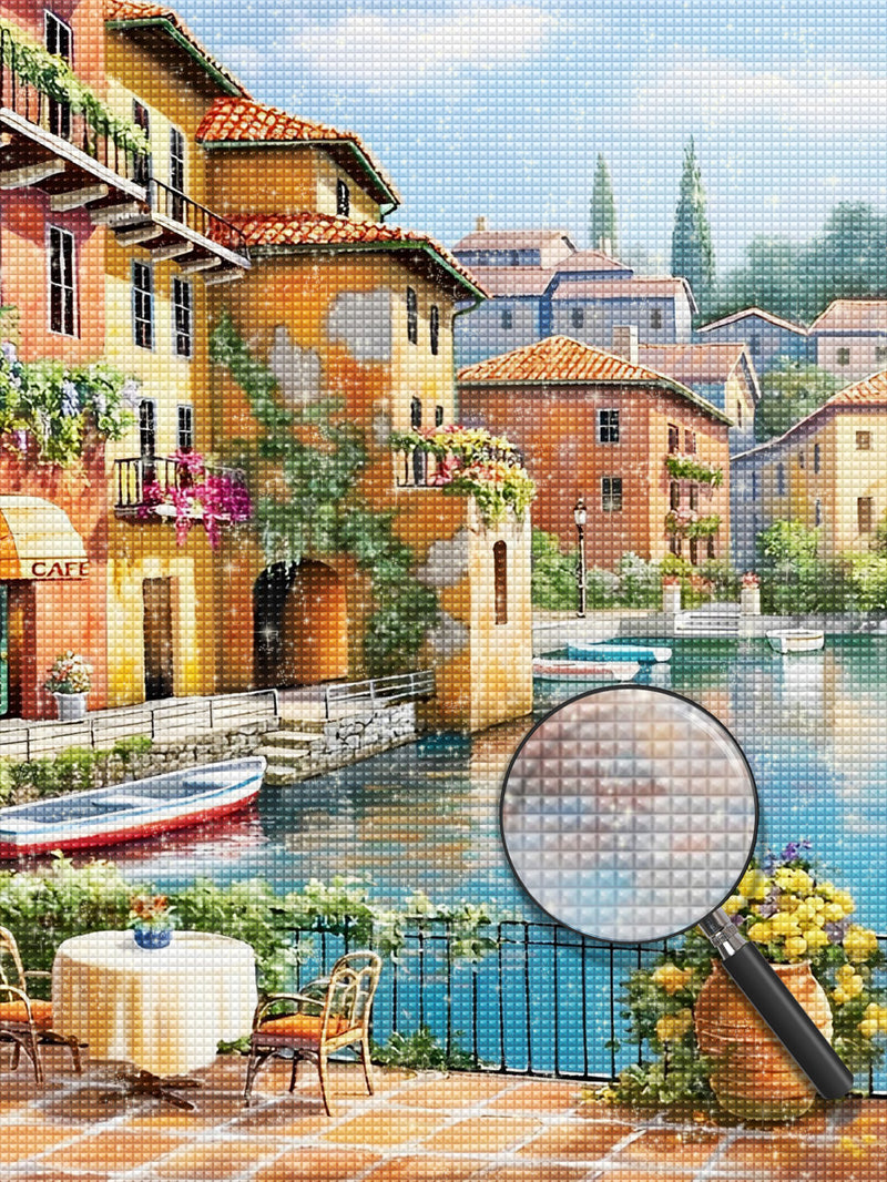 Café am Fluss in Griechenland Diamond Painting