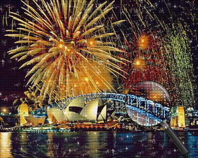 Sydney Opera House unter Feuerwerk Diamond Painting