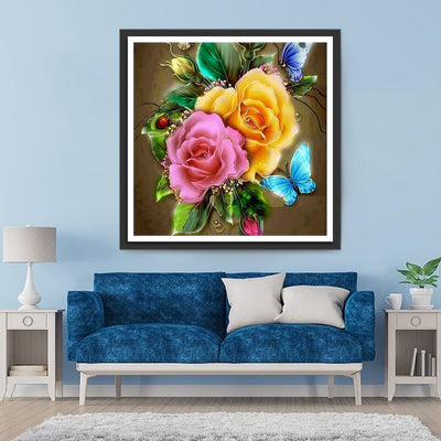 Bunte Rosen und Schmetterlinge Diamond Painting