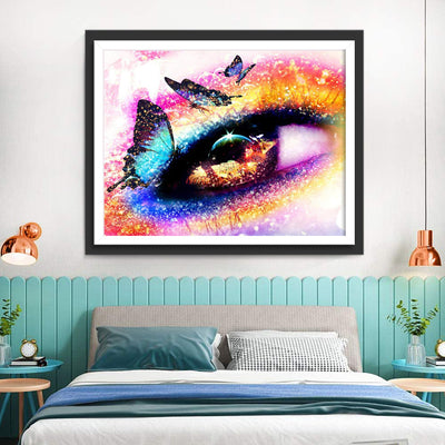 Fantastische Augen und blaue Schmetterlinge  Diamond Painting