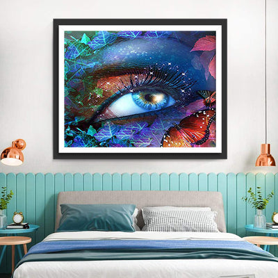 Fantastische Augen und roter Schmetterling Diamond Painting