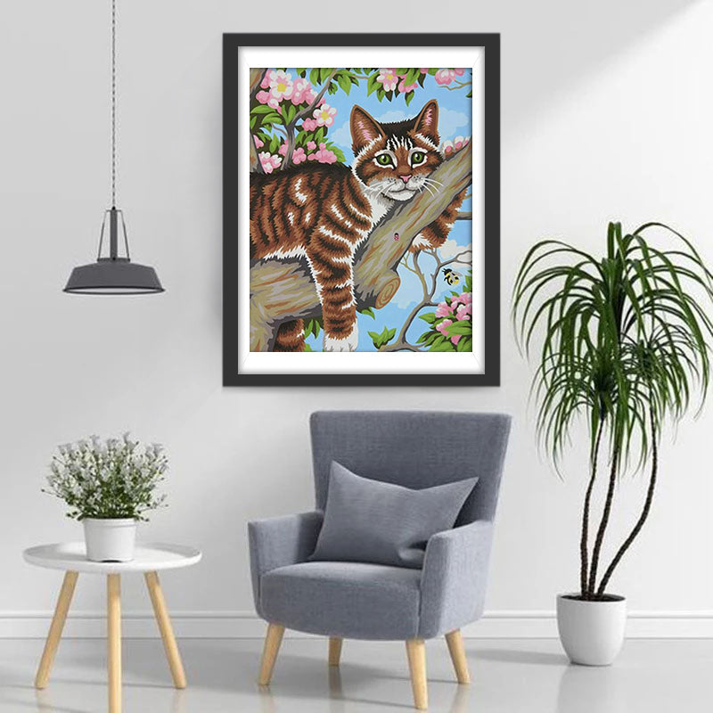 Katze auf dem Baum Diamond Painting