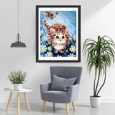 Katze und fliegende Maus Diamond Painting