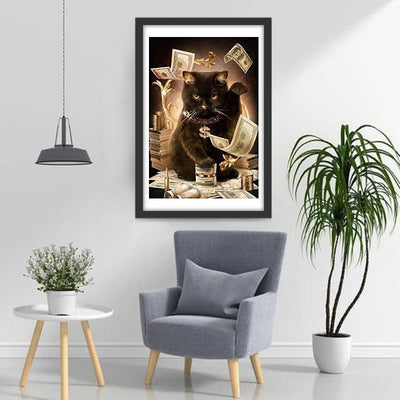 Schwarze Katze und Geld Diamond Painting