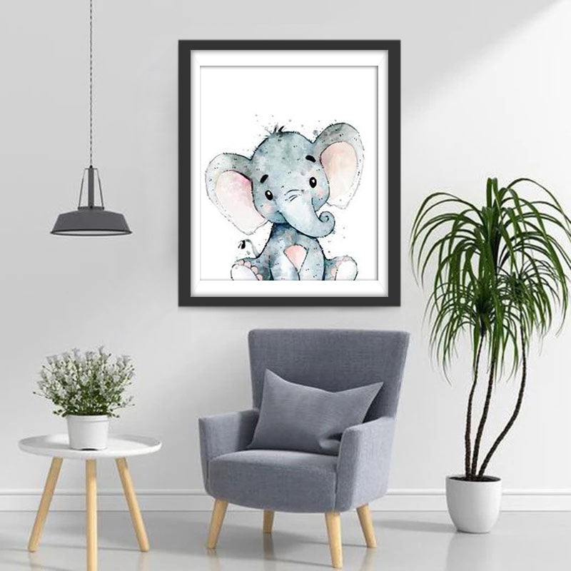 Sitzender Cartoon-Elefant Diamond Painting