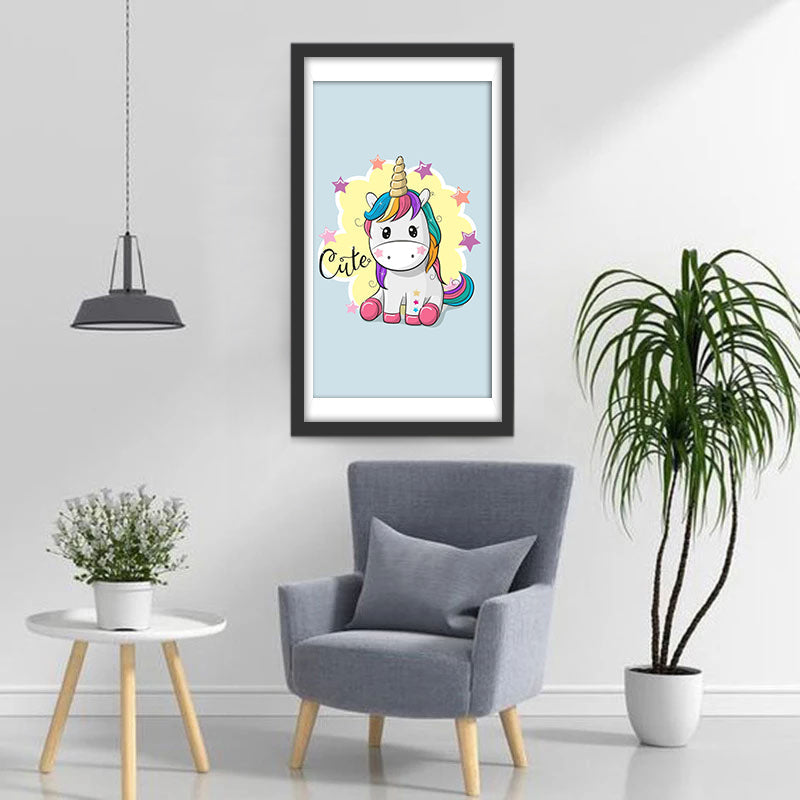 Süßes Cartoon-Einhorn und Sterne Diamond Painting