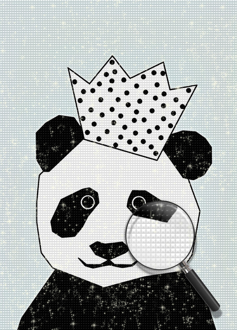 Cartoon-Panda mit Krone Diamond Painting