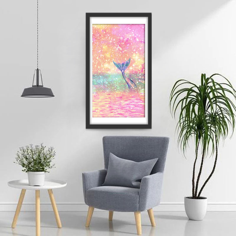 Meerjungfrau und rosa Meer Diamond Painting