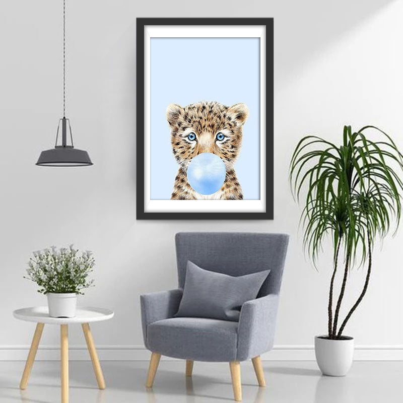 Ballon blasender Cartoon-Leopard Diamond Painting