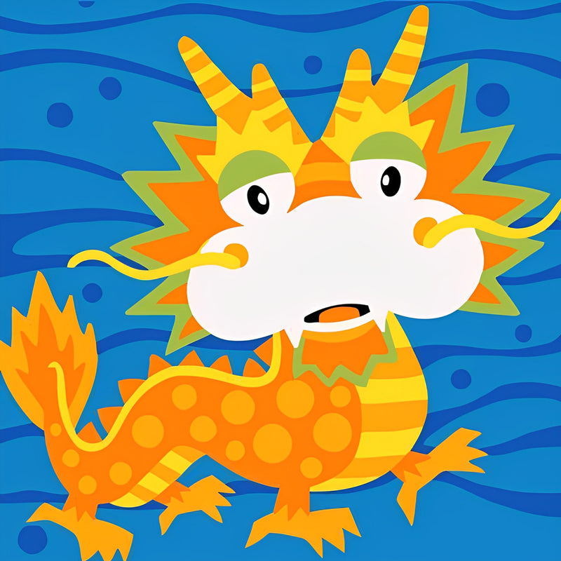 Goldener Cartoon-Drache Diamond Painting