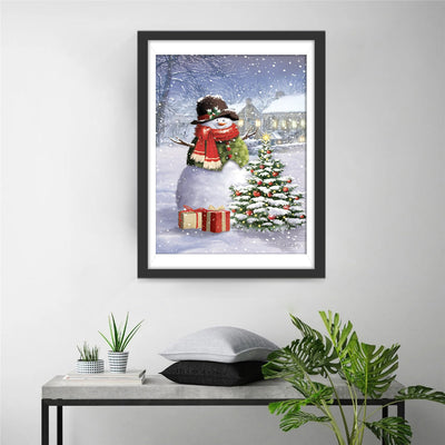 Schneemann Weihnachtsbaum Geschenke Diamond Painting