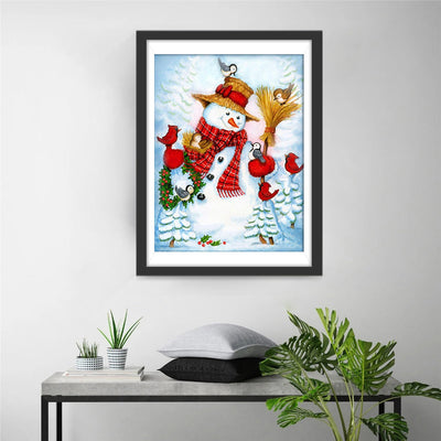 Weihnachten Schneemann Vögel Diamond Painting