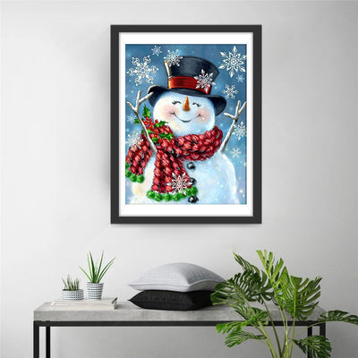 Schneemann und Schneeflocke Diamond Painting