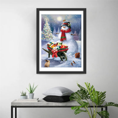 Schneemann mit Weihnachtsgeschenken Diamond Painting