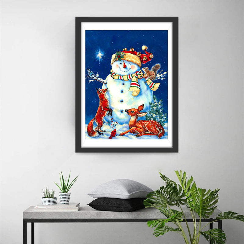 Schneemann und Tiere Diamond Painting