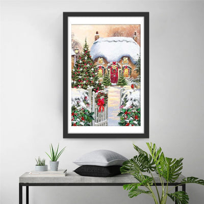 Haus mit Weihnachtsdekoration Diamond Painting