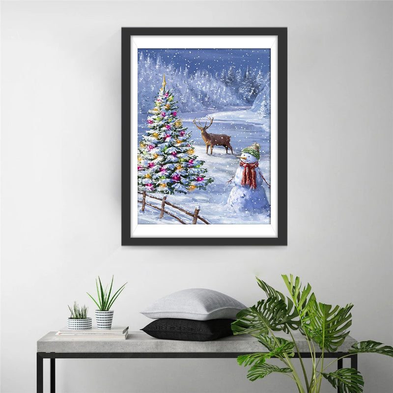 Schneemann Rentier Weihnachtsbaum Diamond Painting