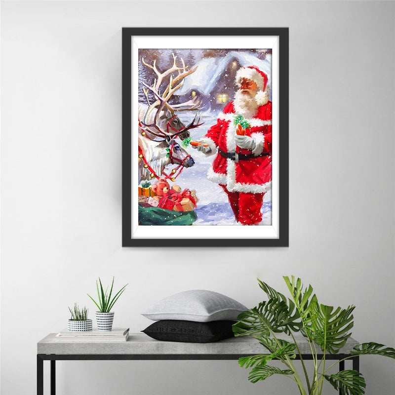 Weihnachtsmann Rentier Geschenke Diamond Painting