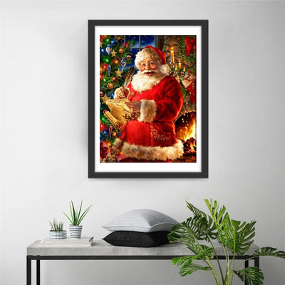 Weihnachtsmann neben dem Weihnachtsbaum Diamond Painting