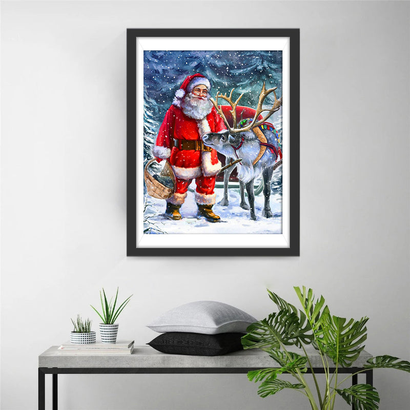 Weihnachtsmann und Elch Diamond Painting