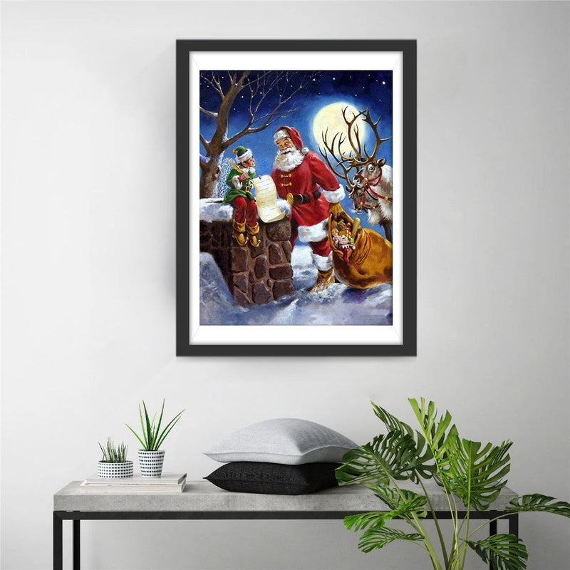 Weihnachtsmann mit Geschenkliste Diamond Painting